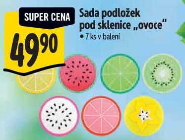 Sada podložek sklenice ,,ovoce", 7 ks 