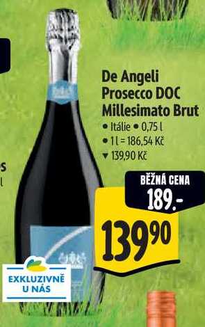 De Angeli Prosecco DOC Millesimato Brut, 0,75 l