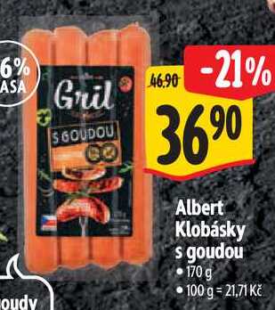 Albert Klobásky s goudou, 170 g 