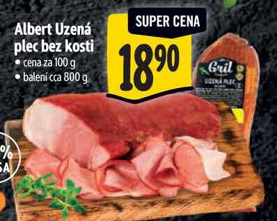 Albert Uzená plec bez kosti, cena za 100 g