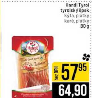 Handi Tyrol tyrolský špek kýta, plátky karé, plátky 80g