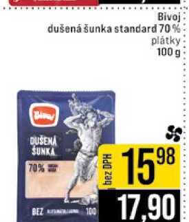 Bivoj dušená šunka standard 70% plátky 100 g 