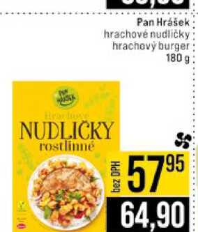 Pan Hrášek hrachové nudličky hrachový burger 180 g