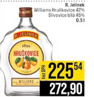 R. Jelinek Williams Hruškovice 42% Slivovice bila 45% 0.5l