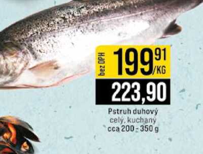Pstruh duhový cely, kuchany cca 200-350 g 
