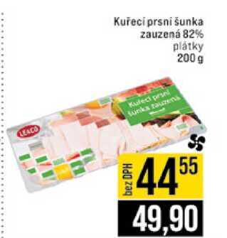 Kuřecí prsni šunka zauzená 82% plátky 200 g