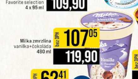Milka zmrzlina vanilka+čokoláda 480 ml 