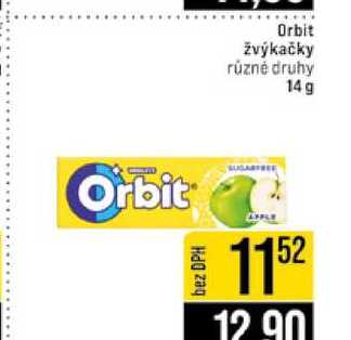 Orbit žvýkačky různé druhy 14 g 