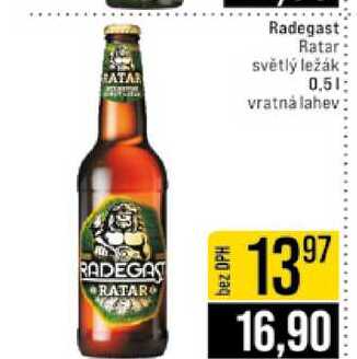 Radegast Ratar světlý ležák 0.5l