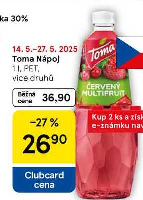 Toma Nápoj, 1 l, PET, více druhů  