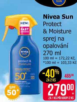 Nivea Sun Protect & Moisture sprej na opalování 270 ml 