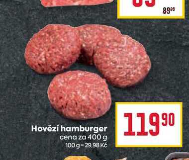 Hovězí hamburger cena za 400 g