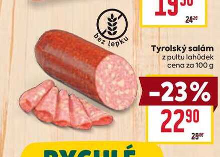 Tyrolský salám z pultu lahůdek cena za 100 g 