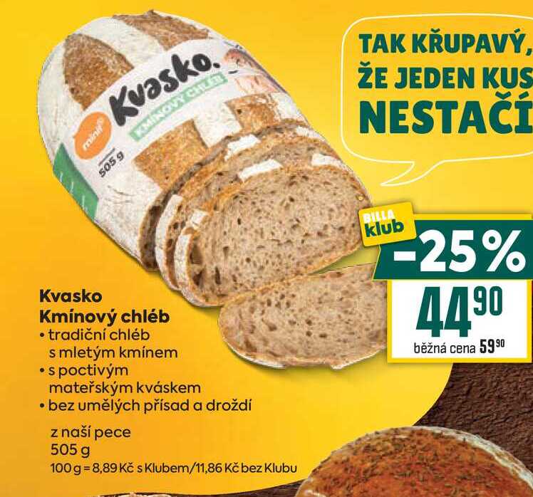 Kvasko Kmínový chléb 505g