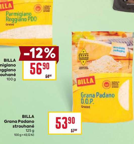 BILLA Grana Padano strouhané 125 g