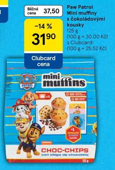 Paw Patrol Mini muffiny s čokoládovými kousky, 125 g 