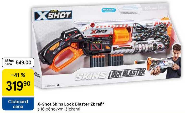 X-Shot Skins Lock Blaster Zbraň s 16 pěnovými šipkami 