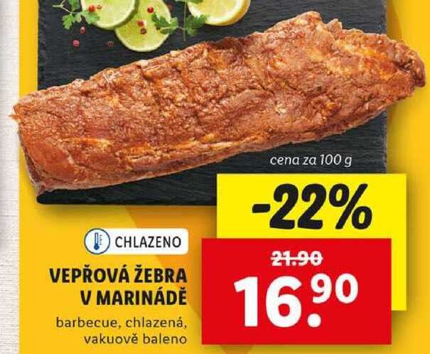 VEPŘOVÁ ŽEBRA V MARINÁDĚ, cena za 100 g
