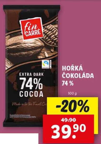HOŘKÁ ČOKOLÁDA 74%, 100 g