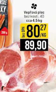 Vepřová plec bez kosti, 40 cca 4,5 kg