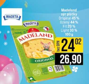 Madeland sýr plátky Original 45% Uzený 44% Fit 20% Light 30% 100 g 
