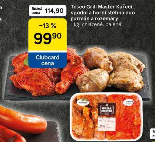 Tesco Grill Master Kuřecí spodní a horní stehna duo gurmán a rozemary, 1 kg 
