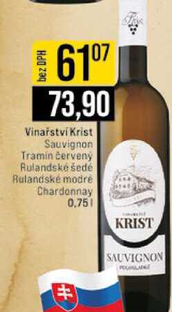 Vinařství Krist Sauvignon Tramin červený Rulandské šedé Rulandské modré Chardonnay 0,75l