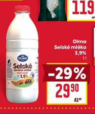 Olma Selské mléko 3,9% 1l