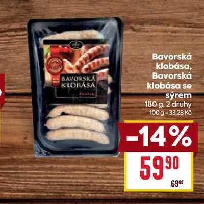 Bavorská klobása, Bavorská klobása se sýrem 180 g 