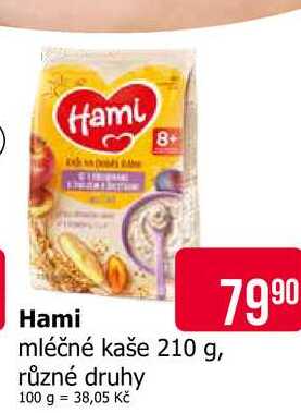Hami Mléčná kaše 210g, vybrané druhy