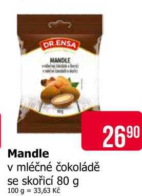 DR.ENSA Mandle v mléčné čokoládě se skořicí 80 g