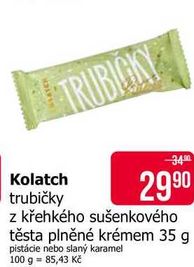 Kolatch trubičky z křehkého sušenkového těsta plněné krémem 35 g