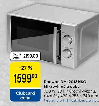 Daewoo DM-2013MSG Mikrovlnná trouba 700 W, 20 1. 7 úrovní výkonu. rozměry 430 x 255 × 340 mm 