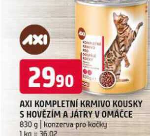 AXI kompletní krmivo kousky s hovězím a játra v omáčce 830 g konzerva pro kočky 