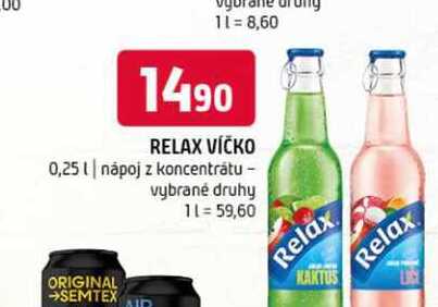 Relax víčko 0,25l nápoj z koncentrátu vybrané druhy