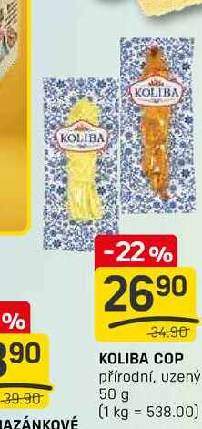 KOLIBA COP přírodní, uzený 50 g 