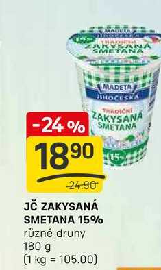 JČ ZAKYSANÁ SMETANA 15% různé druhy 180 g