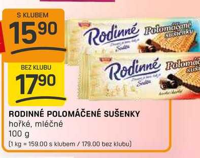 RODINNÉ POLOMÁČENÉ SUŠENKY hořké, mléčné 100 g 