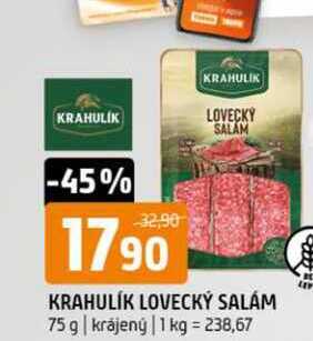 Krahulík lovecký salám 75g krájený
