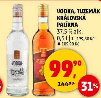 VODKA, TUZEMÁK KRÁLOVSKÁ PALÍRNA 37,5% alk., 0,5 l