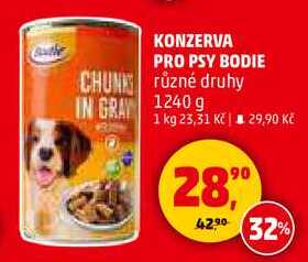 KONZERVA PRO PSY BODIE různé druhy, 1240 g