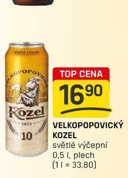 VELKOPOPOVICKÝ KOZEL světlé výčepní 0,5l, plech