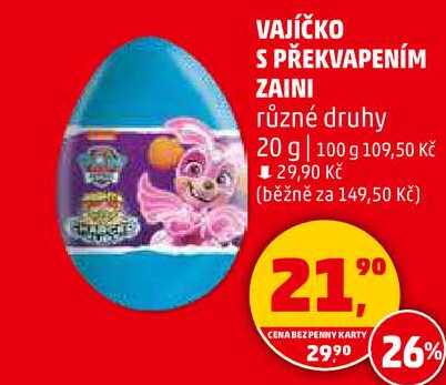 VAJÍČKO S PŘEKVAPENÍM ZAINI různé druhy, 20 g 