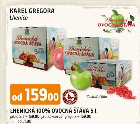 LHENICKÁ 100% OVOCNÁ ŠŤÁVA 5 L jablečná