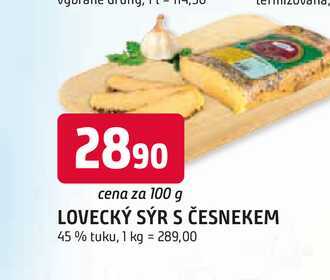 LOVECKÝ SÝR S ČESNEKEM 45% tuku, 100g