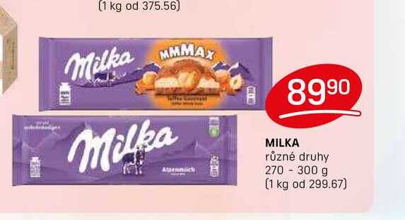 MILKA různé druhy 270 - 300 g 