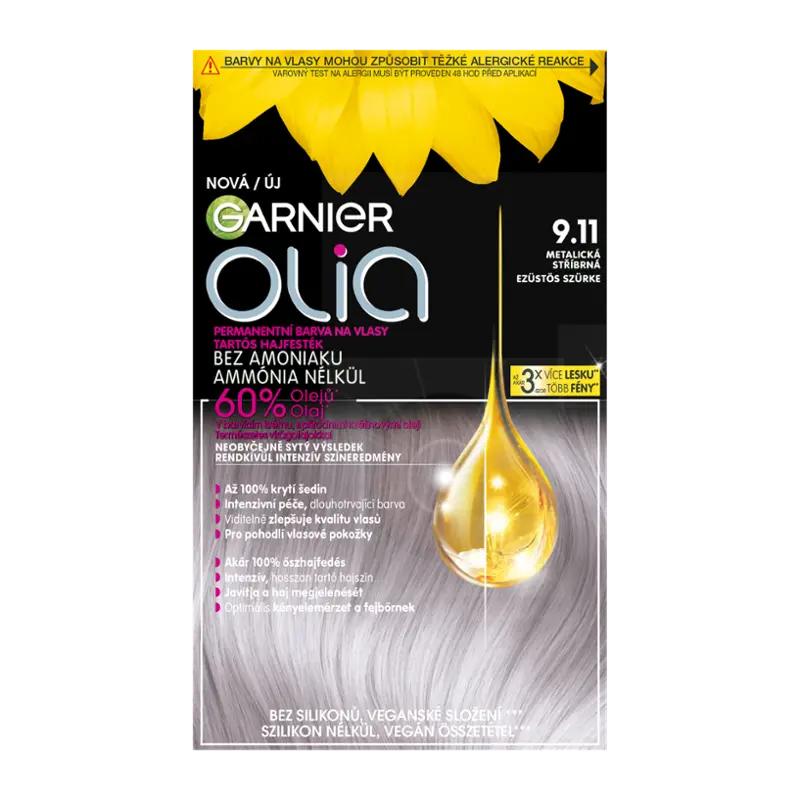 Garnier Permanentní barva na vlasy Olia bez amoniaku 9.11 metalická stříbrná, 1 ks