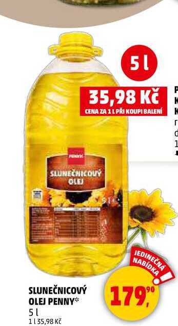 SLUNEČNICOVÝ OLEJ PENNY, 5 l 