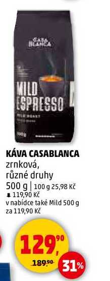 KÁVA CASABLANCA zrnková, různé druhy, 500 g 