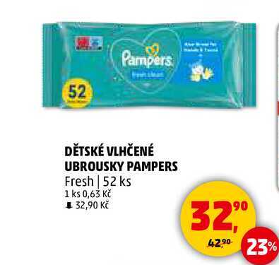 DĚTSKÉ VLHČENÉ UBROUSKY PAMPERS Fresh, 52 ks